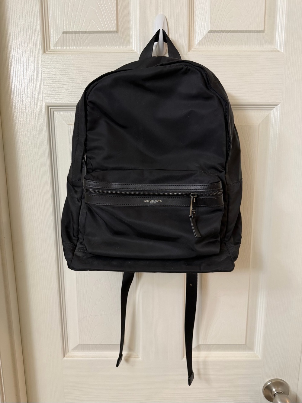 Michael Kors Black Nylon Backpack with Front Zip Pocket